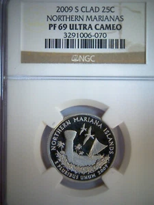 Northern Marianas Proof Clad Quarter 2009-S NGC PF 69 Ultra Cameo - Picture 1 of 2
