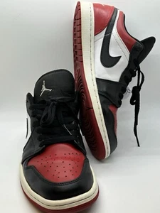 Nike Air Jordan 1 Low Bred Toe Black Red White Retro 553558-612 Size 8.0 Men’s - Picture 1 of 21