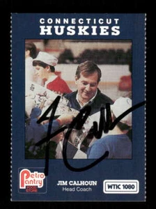 1990-91 Uconn team issue perforated Jim Calhoun RC signed auto autograph  BXCP25 - Picture 1 of 2
