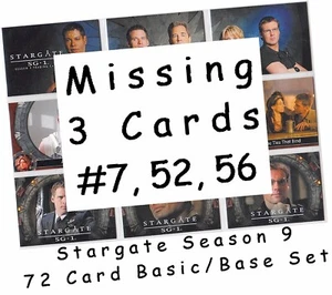 Stargate Season 9 - 69 (of72) Card Basic/Base Set - MISSING CARDS #7, 52 & 56 - Picture 1 of 5