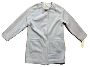 Kenneth Cole NY Women's Sz Medium Pea Coat Pocket Collarless Jacket Sky Blue NEW - Picture 1 of 8