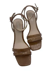 Mango Größe 39 (US 8) braune klobige Sandalen aus Kunstleder quadratische Zehenpartie - Bild 1 von 10