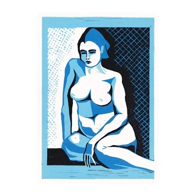 Arte desnudo mujer sentada edición limitada estampado original Foto 1 de 4
