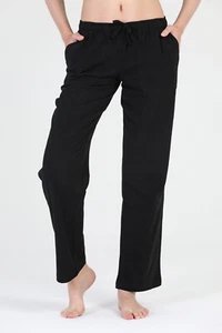 J&CE Women's 100% Cotton Gauze Low Waist Beach Pajama Pants Black Size 2XL NWT - Picture 1 of 11