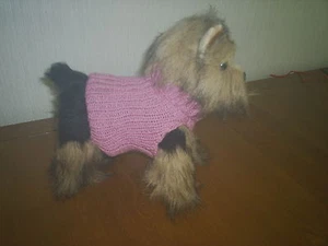 XS 6" HAND KNITTED DOG COAT / JUMPER PINK CHIHUAHUA / YORKIE TERRIER - Picture 1 of 4