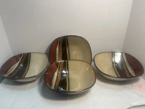4 Gibson Elite Althea Blue Teal Red Brown 7 Inch Bowls. Nice 2095 - Picture 1 of 10