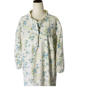 VINTAGE SIMPLY BASIC Flannel Nightgown Size XL 16 18 Ruffle Henley Granny Cabin - Picture 1 of 7