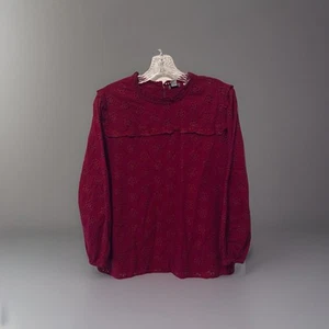 J CREW purple eyelet embroidered ruffle long sleeve yoke top S - Picture 1 of 10