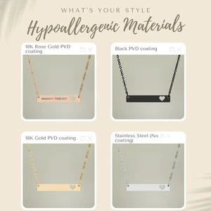 Halskette, Brautjungfer Geschenk personalisiert Herz Stab Anhänger, individueller Hochzeit Schmuck - Bild 1 von 14