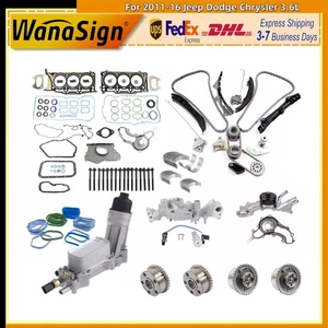 Head Gasket Set Timing Chain Water Oil Pump For 11-16 Jeep Dodge Chrysler 3.6L - Picture 1 of 20