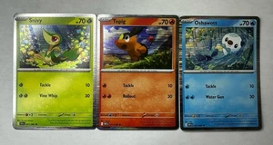 Colección de póster en blanco y negro Promo Snivy 001, Tepig 011, Oshawott 021 Holo - Imagen 1 de 2
