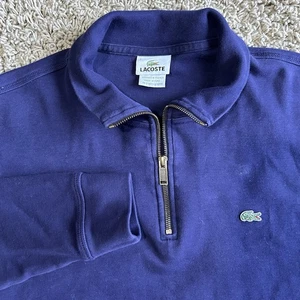 Lacoste Herren Blau Pullover Gr. 7 (2XL) 1/4 Reißverschluss Strick Stehkragen Kroko Logo Pulli - Bild 1 von 10