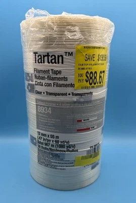 Paquete de 18 - Cinta de filamento 3M™ Tartán 86518 8934 transparente 12 mm x 55 m 1/2 pulgada x 60 yardas Foto 1 de 4