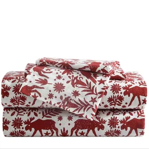 3-Piece Red Cotton Flannel Twin Sheet Set. Warm & cozy Holidays - Picture 1 of 5