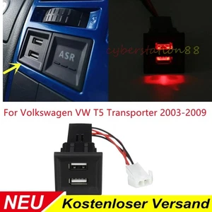 Buchse Licht Dual USB Ladegerät Einbau-Steckdose Für VW Transporter T5 2003-2009 - Picture 1 of 4