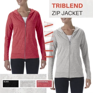 Anvil Triblend leicht 4,2 Unzen Hoodie Damen mit Kapuze und durchgehendem Reißverschluss - 6759L - Bild 1 von 15