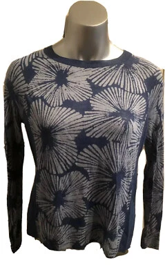 J Crew Sweater Women's Size  XXS Garment-dyed Linen Swing Blue Pinwheel Batik - Image 1 of 4