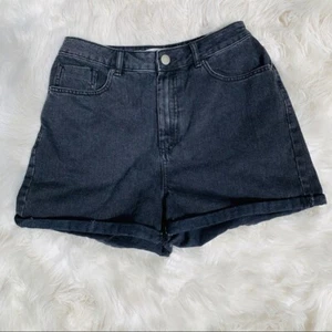 High Waisted Black Denim Shorts Size M - Picture 1 of 3