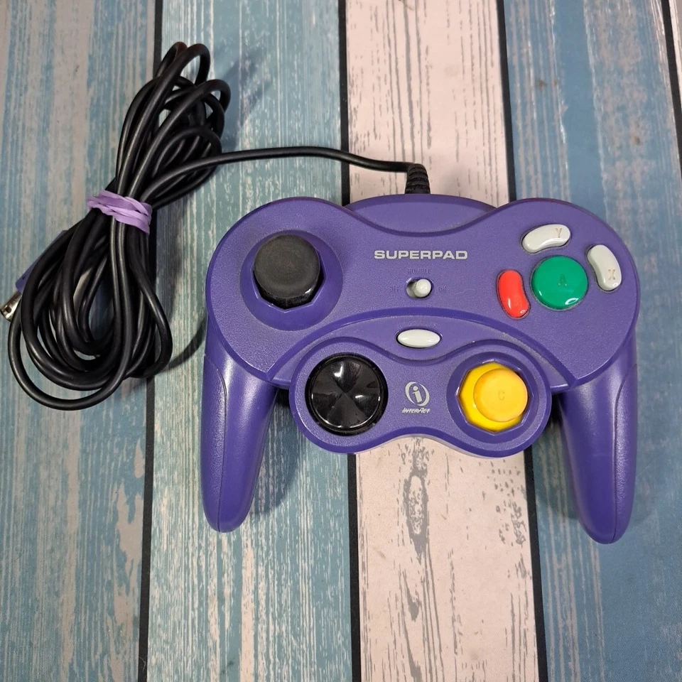 Nintendo Gamecube RUMBLE Controller from Interact Superpad Wired (Indigo) Tested - Image 1 of 4