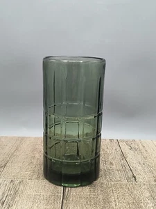 Vintage Anchor Hocking Tartan Olive Green 16 Oz Flat Iced Tea Glasses - Picture 1 of 9