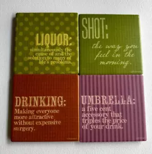 RJ Smart Humoroso Bebida Posavasos Beber Licor Shot Paraguas Set 4 Azulejos Divertido - Imagen 1 de 5