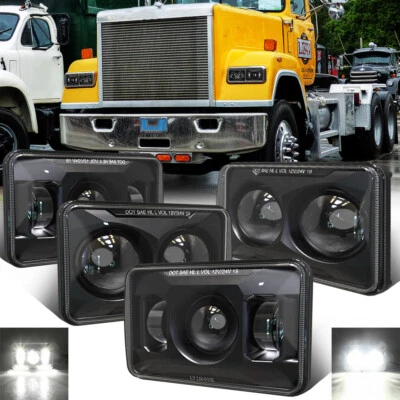 Faros LED PUNTO 4 piezas 4x6" pulgadas haz alto bajo H4 para Mack RW / Peterbilt 387 Foto 1 de 4