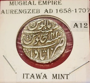 MUGHAL EMPIRE: Aurengzeb Rupia d'argento, AD 1658-1707 Itawa Mint. - Foto 1 di 2