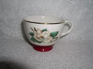 Taza de té de café rosa borgoña de China de por vida rosa blanca Homer Laughlin - Imagen 1 de 4