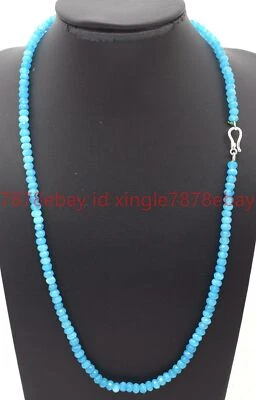 Handmade Natural 2x4mm Faceted Blue Topaz Gems Rondelle Beads Necklace 16-36in - Image 1 of 4