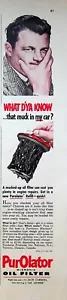 1951 PurOlator Micronic Car Oil Filter Vintage 1950s Print Ad Actor Jack Carson - Imagen 1 de 1