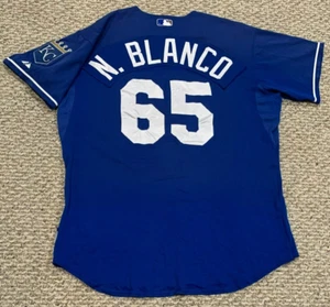 BLANCO size 48 #65 Kansas City Royals Game jersey used alternate blue - Picture 1 of 8