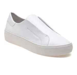 J/Slides Women’s Heidi Leather Slip On Low Top Platform Sneakers White Sz 9 - Picture 1 of 11