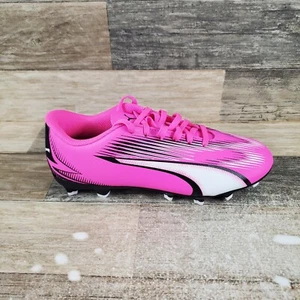 Puma Ultra Play Kids Shoes Sz 4 Pink Black Firm Artificial Lace-Up Soccer Cleats - Picture 1 of 12
