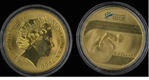 Moneda única de 5 dólares de Australia 2000 color emblema de los Juegos Paralímpicos de Sydney en cápsula de monedas - Imagen 1 de 1