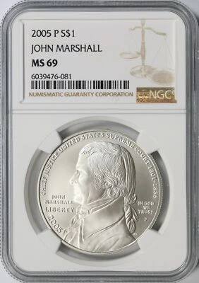 2005-P $1 John Marshall Commemorative Dollar NGC MS69 - Image 1 of 2