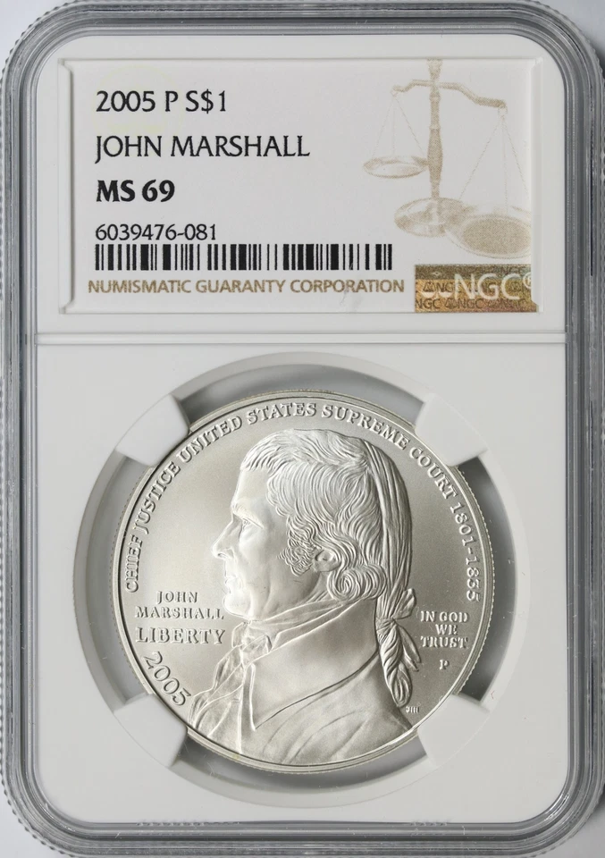 2005-P $1 John Marshall Commemorative Dollar NGC MS69 - Image 1 of 2