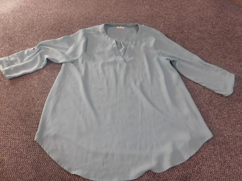 Maurices Mediano Top Azul Jersey Mujer Poliéster Manga Redonda Blusa de Día Foto 1 de 4