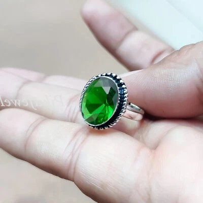 Chrome Diopside Oval Gemstone 925 Sterling Silver Ring One Of A Kind Jewelry - Image 1 of 4