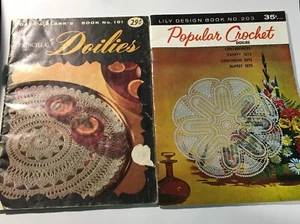 2 VINT CROCHET PATTERN BOOKS-LILY DESIGN 203 & PRISCILLA COATS-CLARKS-101-AS IS - Picture 1 of 4
