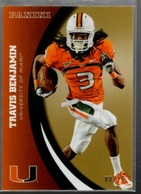 A3862- 2015 Panini Miami Gold #66 Travis Benjamin /25 SAMPLE PIC - Image 1 of 2