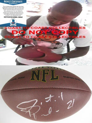 Patrick Peterson Vikings Cardinals LSU signed NFL football proof Beckett COA - Image 1 of 4