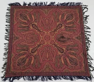 Vintage Paisley Woman Scarf Wool Shawl 88x84cm - Picture 1 of 13