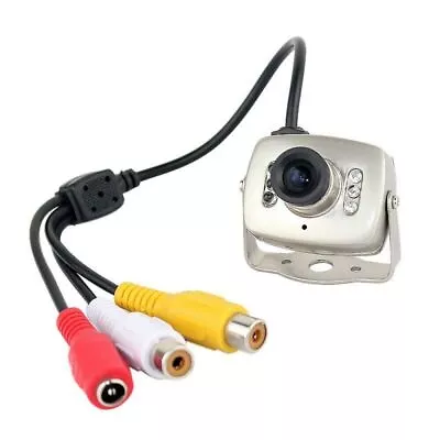 MINI MICRO TELECAMERA CAMERA A COLORI 6 LED IR AUDIO VIDEO MICROFONO STAFFA 208C - Immagine 1 di 4