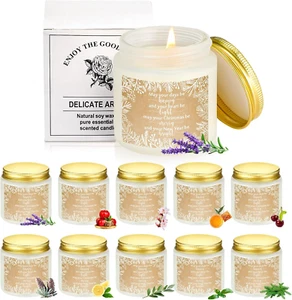 10 Pcs Christmas Soy Wax Candle 3.5 Oz Christmas Scented Jar Bright New Year Hea - Picture 1 of 7