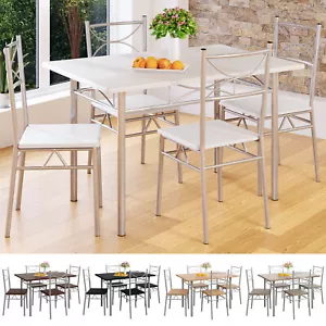 CASARIA® Esstisch Küchentisch mit 4 Stühlen 110x70 cm Essgruppe Tisch Stuhl Set - Bild 1 von 17