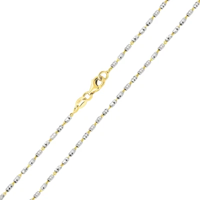 10K Two Tone Gold Tube Brite Link Anklet or Bracelet 1.1mm wide 7 8 9 or 10 Inch - Image 1 of 4