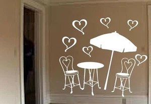 Terrasse Cafe Set Paris Land Aufkleber Wandbild Kinder Teenager Kinderzimmer Mädchen Diner - Bild 1 von 6
