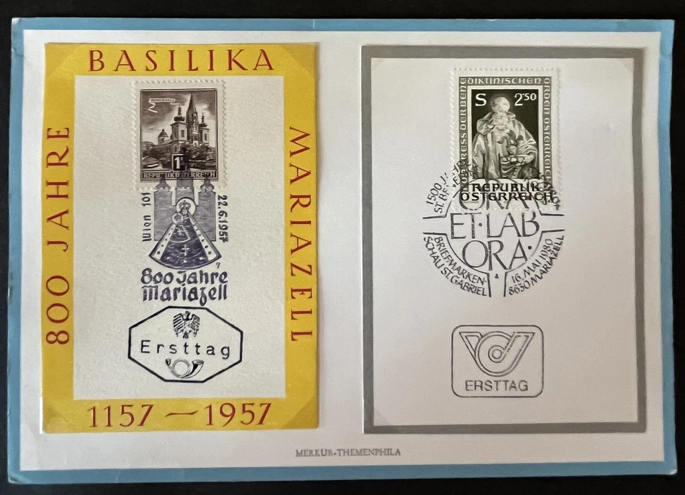 AUSTRIA  1957 - 800 Years Basilika Mariazell - FDI CARD - Very Nice! - Image 1 of 4