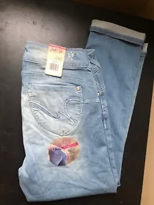 Pantalones de mezclilla para mujer Luscious Curvy Wallflower pushup crop tiro medio lavado claro talla 9 NUEVO - Imagen 1 de 7