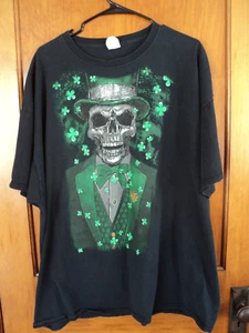 Totenkopf / St. Patrick's Day T-Shirt - Gr. 2XL - gut getragen - beschädigt - Bild 1 von 6